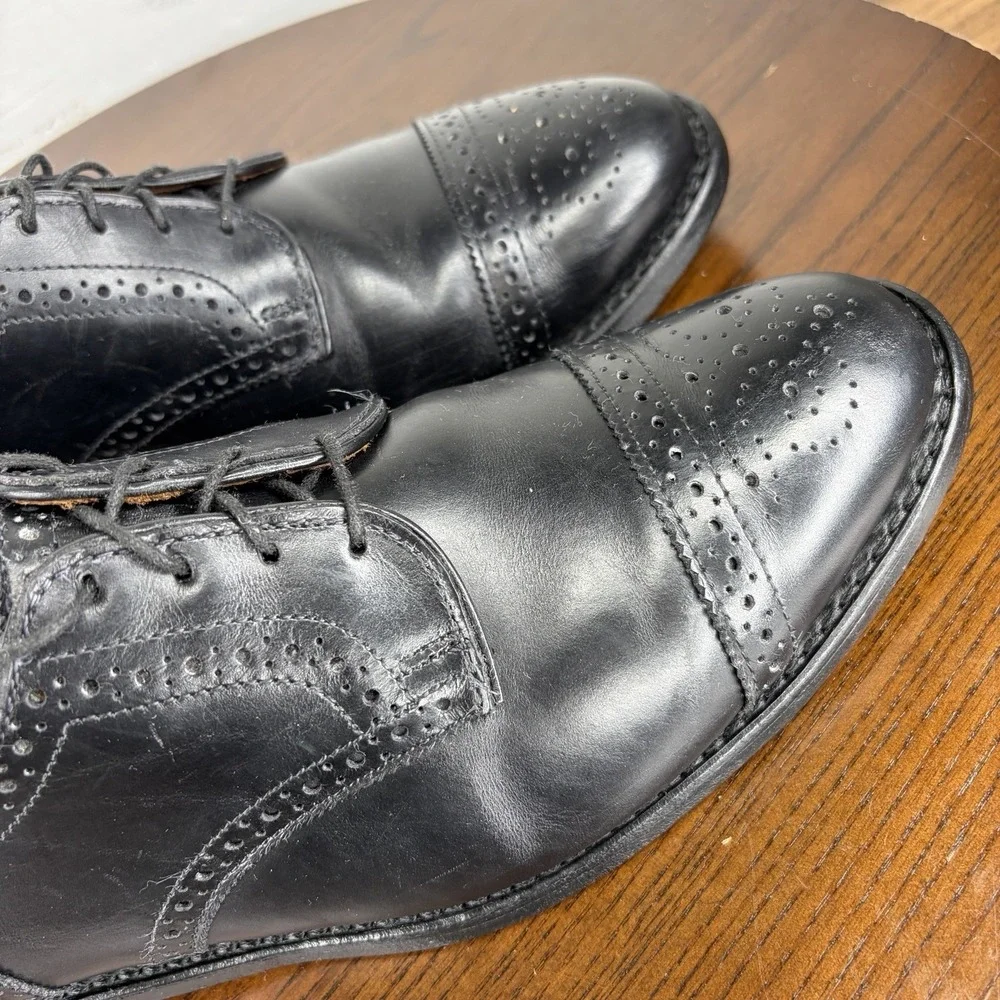 Allen Edmonds Sandford Shoes Men's 9 E Black Leather Cap Toe Brogue Oxford Dress